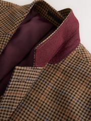 Brown Tailored Fit Gun Club Check Suit Jacket - Image 10 of 12
