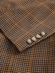 Brown Tailored Fit Gun Club Check Suit Jacket - Image 11 of 12