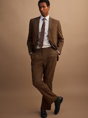 Brown Tailored Fit Gun Club Check Suit Jacket - Image 2 of 12