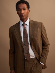 Brown Tailored Fit Gun Club Check Suit Jacket - Image 3 of 12
