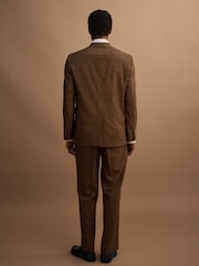 Brown Tailored Fit Gun Club Check Suit Jacket - Image 4 of 12