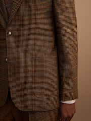 Brown Tailored Fit Gun Club Check Suit Jacket - Image 6 of 12