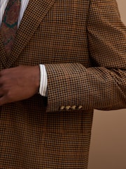 Brown Tailored Fit Gun Club Check Suit Jacket - Image 7 of 12