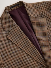 Brown Tailored Fit Gun Club Check Suit Jacket - Image 9 of 12
