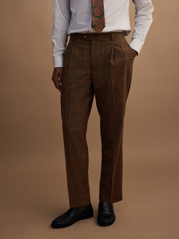 Brown Tailored Fit Gun Club Check Suit Trousers - Image 1 of 9 Brown Tailored Fit Gun Club Check Suit Trousers - Image 1 of 9