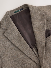 Neutral Regular Fit Nova Fides Italian Wool Blend Boucle Textured Suit Jacket - Image 10 of 13