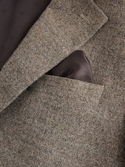 Neutral Regular Fit Nova Fides Italian Wool Blend Boucle Textured Suit Jacket - Image 12 of 13