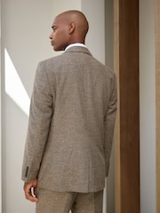 Neutral Regular Fit Nova Fides Italian Wool Blend Boucle Textured Suit Jacket - Image 3 of 13