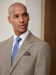 Neutral Regular Fit Nova Fides Italian Wool Blend Boucle Textured Suit Jacket - Image 4 of 13