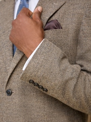 Neutral Regular Fit Nova Fides Italian Wool Blend Boucle Textured Suit Jacket - Image 5 of 13