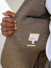 Neutral Regular Fit Nova Fides Italian Wool Blend Boucle Textured Suit Jacket - Image 6 of 13