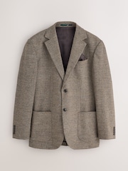 Neutral Regular Fit Nova Fides Italian Wool Blend Boucle Textured Suit Jacket - Image 8 of 13