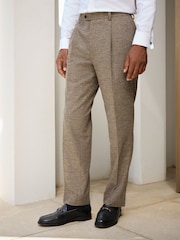 Neutral Regular Fit Nova Fides Italian Wool Blend Boucle Textured Suit Trousers - Image 1 of 10
