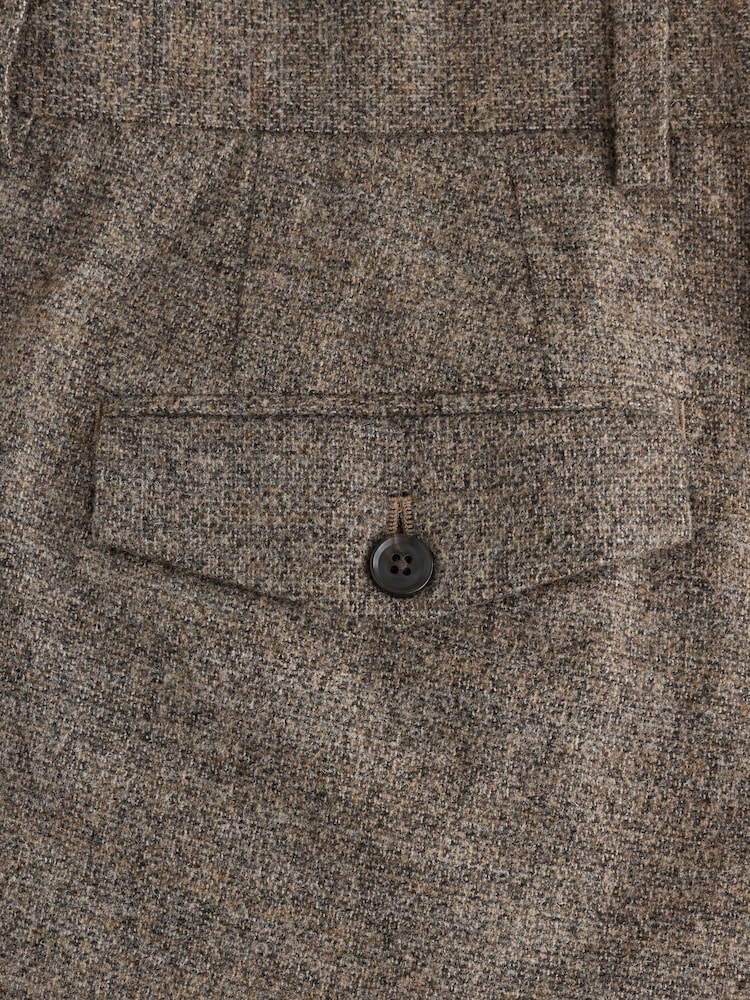 Neutral Regular Fit Nova Fides Italian Wool Blend Boucle Textured Suit Trousers - Image 10 of 10