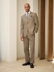 Neutral Regular Fit Nova Fides Italian Wool Blend Boucle Textured Suit Trousers - Image 2 of 10