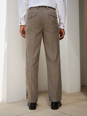 Neutral Regular Fit Nova Fides Italian Wool Blend Boucle Textured Suit Trousers - Image 3 of 10