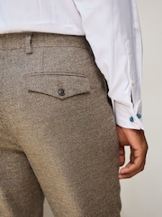 Neutral Regular Fit Nova Fides Italian Wool Blend Boucle Textured Suit Trousers - Image 5 of 10