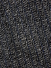 Grey Tailored Fit With Wool Herringbone Stripe Suit Jacket - Image 2 of 6