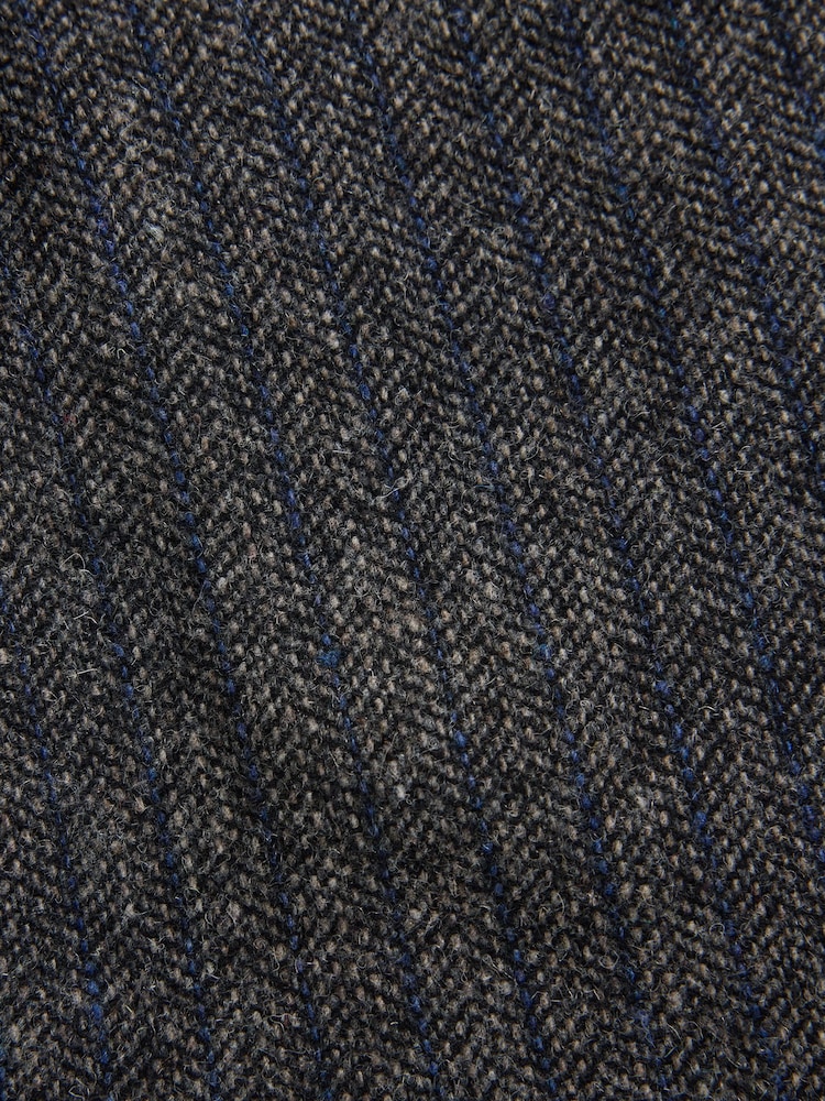 Grey Tailored Fit With Wool Herringbone Stripe Suit Jacket - Image 2 of 6 Grey Tailored Fit With Wool Herringbone Stripe Suit Jacket - Image 2 of 6