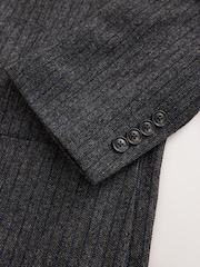 Grey Tailored Fit With Wool Herringbone Stripe Suit Jacket - Image 6 of 6