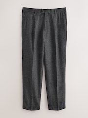Grey Tailored Fit With Wool Herringbone Stripe Suit Trousers - Image 1 of 5