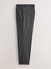 Grey Tailored Fit With Wool Herringbone Stripe Suit Trousers - Image 2 of 5