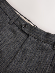 Grey Tailored Fit With Wool Herringbone Stripe Suit Trousers - Image 3 of 5