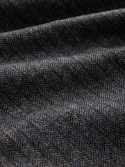 Grey Tailored Fit With Wool Herringbone Stripe Suit Trousers - Image 4 of 5