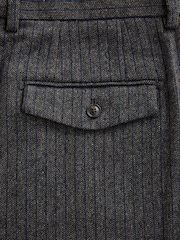Grey Tailored Fit With Wool Herringbone Stripe Suit Trousers - Image 5 of 5