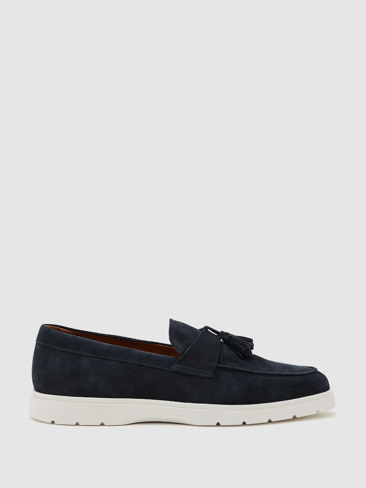 أزرق داكن - Reiss Jimmy Suede Tassel Loafers - Image 1 of 4