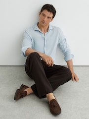 Reiss Dark Brown Jimmy Suede Tassel Loafers - Image 1 of 5