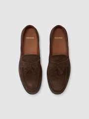 Reiss Dark Brown Jimmy Suede Tassel Loafers - Image 3 of 5