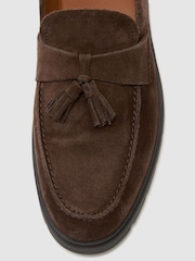 Reiss Dark Brown Jimmy Suede Tassel Loafers - Image 5 of 5