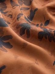 Rust Brown Floral Jacquard Satin Maxi Fringe Detail Sarong - Image 10 of 10