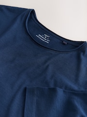 Azul marino - Lightweight Slub Raw Edge Neck T-Shirt - Imagen 2 de 3