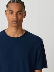 Navy Lightweight Slub Raw Edge Neck T-Shirt - Image 4 of 7