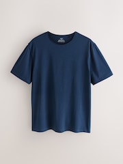Navy Lightweight Slub Raw Edge Neck T-Shirt - Image 5 of 7