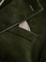 Оливково-зелений - Signature Tailored Fit Pontoglio Italian Cotton Corduroy Suit Jacket - Image 10 of 11