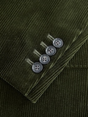 Оливково-зелений - Signature Tailored Fit Pontoglio Italian Cotton Corduroy Suit Jacket - Image 11 of 11