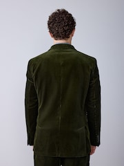 Оливково-зелений - Signature Tailored Fit Pontoglio Italian Cotton Corduroy Suit Jacket - Image 3 of 11