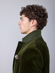 Оливково-зелений - Signature Tailored Fit Pontoglio Italian Cotton Corduroy Suit Jacket - Image 4 of 11