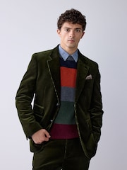 Оливково-зелений - Signature Tailored Fit Pontoglio Italian Cotton Corduroy Suit Jacket - Image 5 of 11