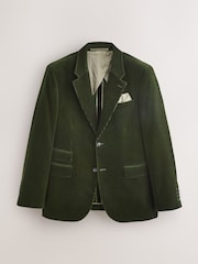 Оливково-зелений - Signature Tailored Fit Pontoglio Italian Cotton Corduroy Suit Jacket - Image 6 of 11