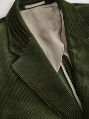 Оливково-зелений - Signature Tailored Fit Pontoglio Italian Cotton Corduroy Suit Jacket - Image 8 of 11
