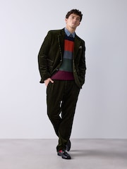 Оливково-зелений - Signature Tailored Fit Pontoglio Italian Cotton Corduroy Suit Trousers - Image 2 of 9