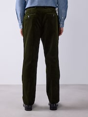 Оливково-зелений - Signature Tailored Fit Pontoglio Italian Cotton Corduroy Suit Trousers - Image 3 of 9