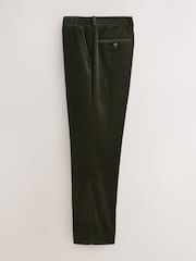 Оливково-зелений - Signature Tailored Fit Pontoglio Italian Cotton Corduroy Suit Trousers - Image 6 of 9