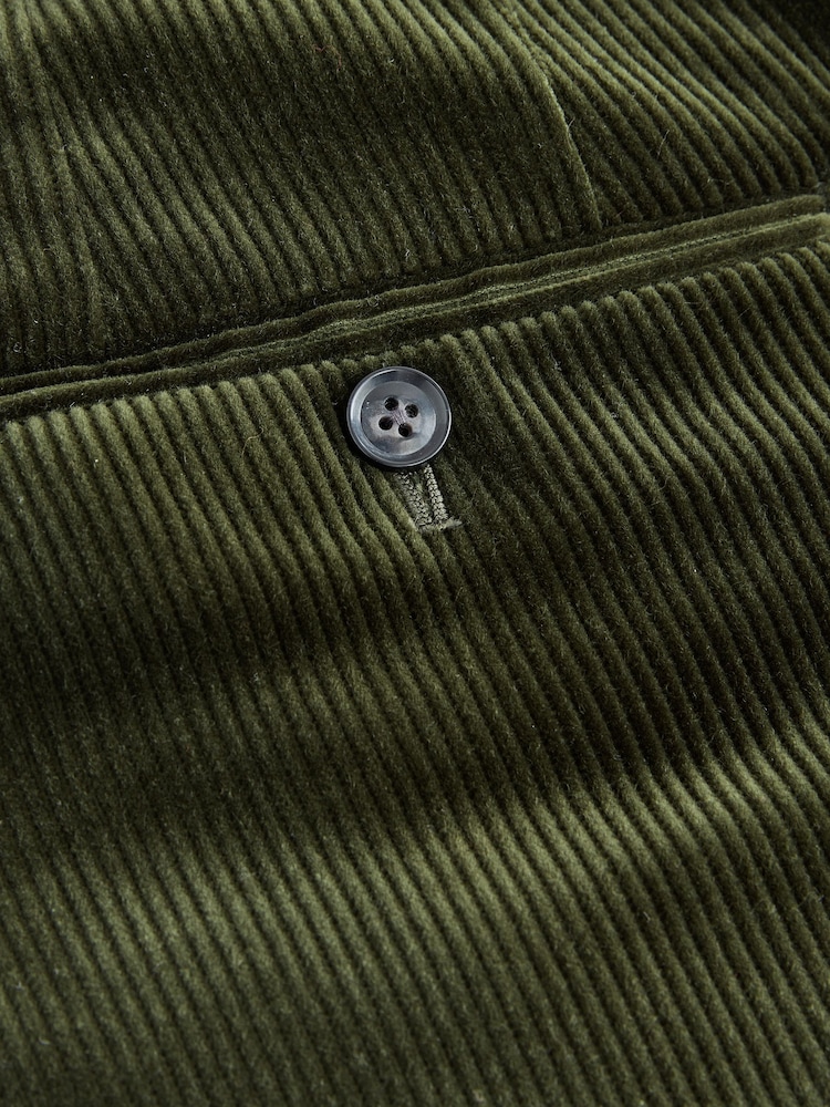 Оливково-зелений - Signature Tailored Fit Pontoglio Italian Cotton Corduroy Suit Trousers - Image 9 of 9