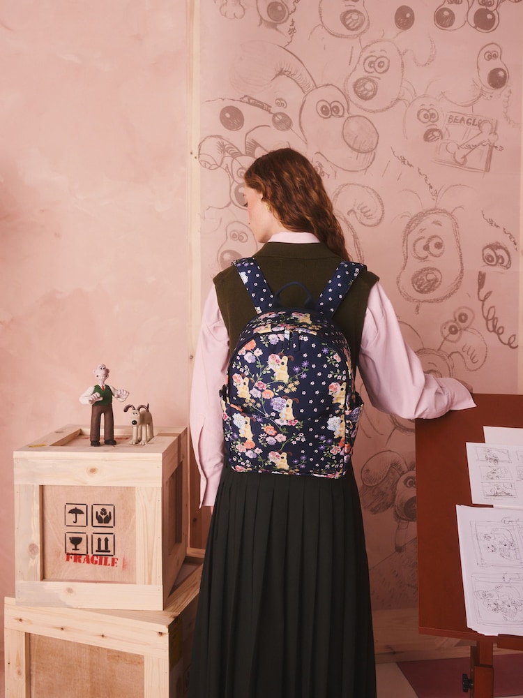 Cath Kidston Navy Wallace and Gromit Compact Backpack - Image 1 of 8