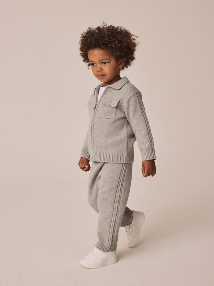 Neutral Knitted Zip Through Cardigan and Jogger Set (3mths-7yrs) - Image 1 of 9 Neutral Knitted Zip Through Cardigan and Jogger Set (3mths-7yrs) - Image 1 of 9